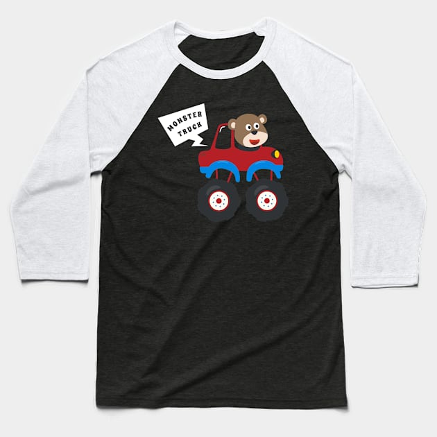 illustration of monster truck with cartoon style Baseball T-Shirt by KIDS APPAREL